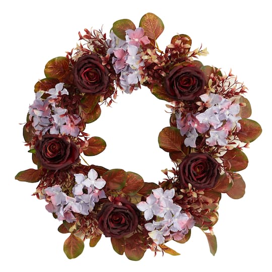22&#x22; Fall Hydrangea &#x26; Rose Wreath